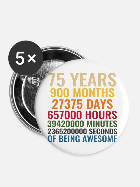 75 Years - Buttons groß 56 mm (5er Pack) - Weiß