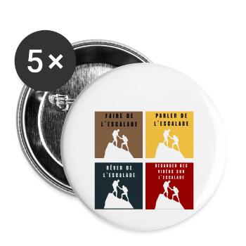 ce que je fais durant mon temps libre escalade - Lot de 5 grands badges (56 mm) - blanc - Devant