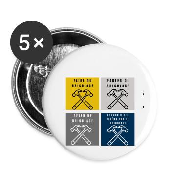 ce que je fais durant mon temps libre bricolage - Lot de 5 grands badges (56 mm) - blanc - Devant