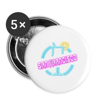 San Francisco cocktail summer design - Buttons large 2.2''/56 mm (5-pack) - white - Front