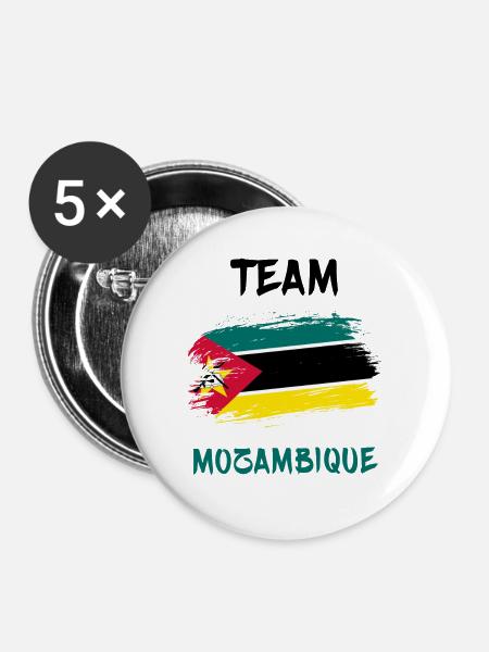 Team Mosambik Flaggen Design - Buttons groß 56 mm (5er Pack) - Weiß