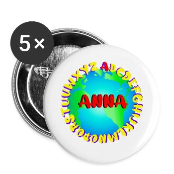 ABC ANNA - Buttons groß 56 mm (5er Pack) - Weiß - Vorne