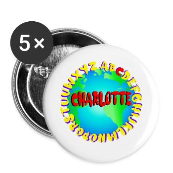 ABC CHARLOTTE - Buttons groß 56 mm (5er Pack) - Weiß - Vorne