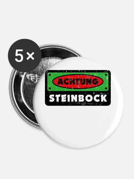 Steinbock Astrologie Tierkreis Statement Gezeiten - Buttons groß 56 mm (5er Pack) - Weiß