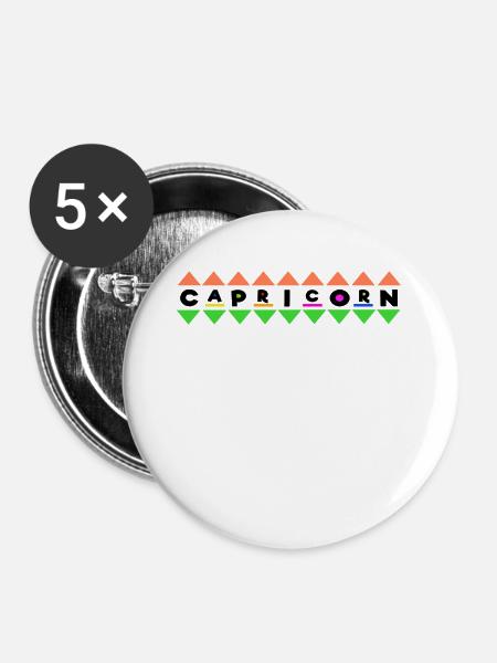 Gezeiten Aberglaube Steinbock Astrologie Spruch - Buttons groß 56 mm (5er Pack) - Weiß