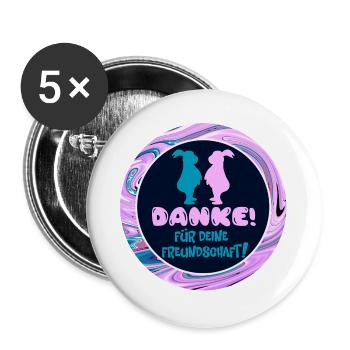 Danke für Deine Freundschaft Sprüche - HASEN - Buttons groß 56 mm (5er Pack) - Weiß - Vorne