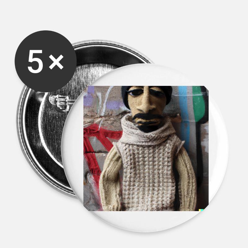 puppet knitted out of wool - Buttons large 2.2''/56 mm (5-pack) - white