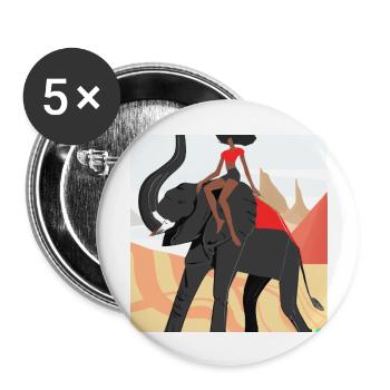 girl riding elephant - Buttons large 2.2''/56 mm (5-pack) - white - Front