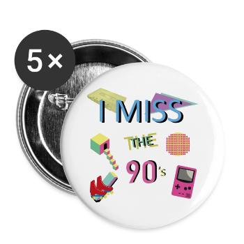 Nostalgisches 90er-Jahre-Thema - Buttons groß 56 mm (5er Pack) - Weiß - Vorne