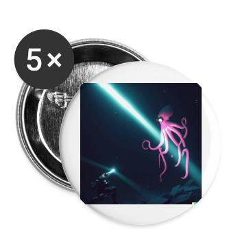 giant purple octopus in a dark ocean - Buttons groß 56 mm (5er Pack) - Weiß - Vorne