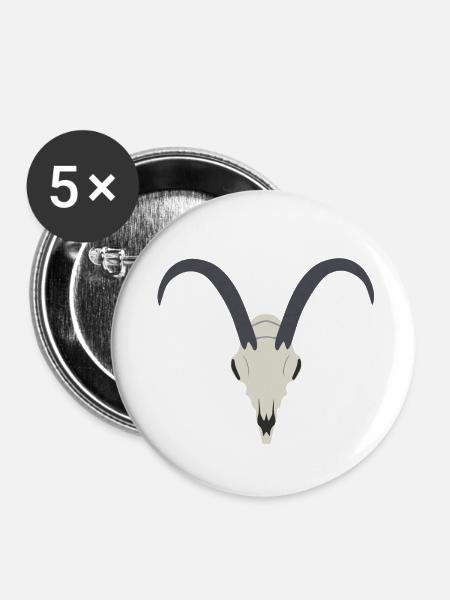 Korsischer Ziegenschädel - Buttons groß 56 mm (5er Pack) - Weiß