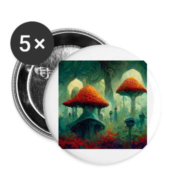 Magic Mushroom Painting - Buttons large 2.2''/56 mm (5-pack) - white - Front