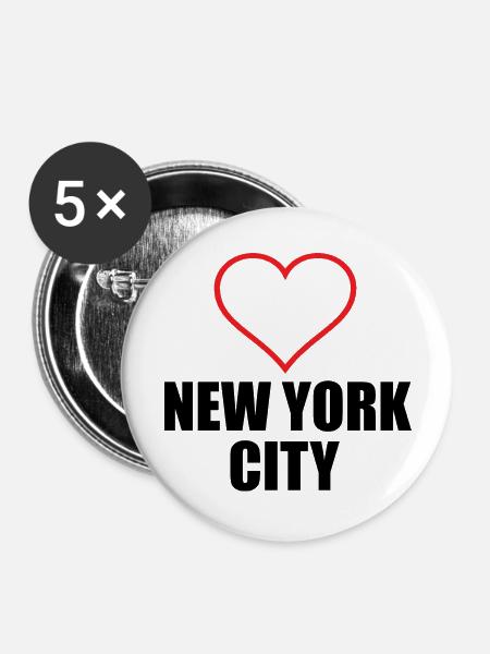 New York - Buttons groß 56 mm (5er Pack) - Weiß