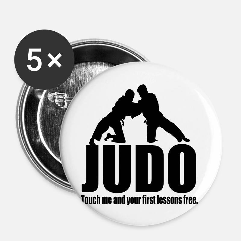 Lustiges Judo - Buttons groß 56 mm (5er Pack) - Weiß