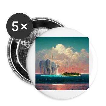 Peinture Future Paradise Island - Lot de 5 grands badges (56 mm) - blanc - Devant
