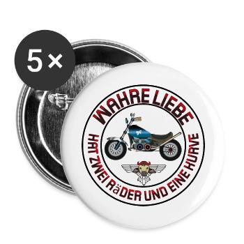 Motorrad Wahre Liebe hat zwei Räder und Kurven - Buttons groß 56 mm (5er Pack) - Weiß - Vorne