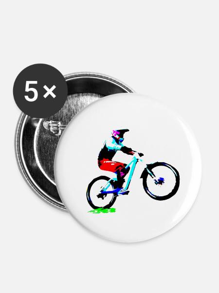 MTB bergab - Buttons groß 56 mm (5er Pack) - Weiß
