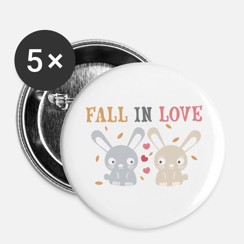 Fall in Love - Buttons large 2.2''/56 mm (5-pack) - white