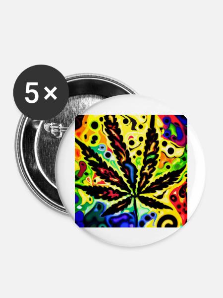 Psychedelic Cannabis - Buttons groß 56 mm (5er Pack) - Weiß