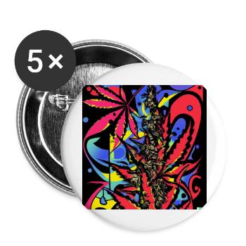 Psychedelic Cannabis II - Buttons groß 56 mm (5er Pack) - Weiß - Vorne