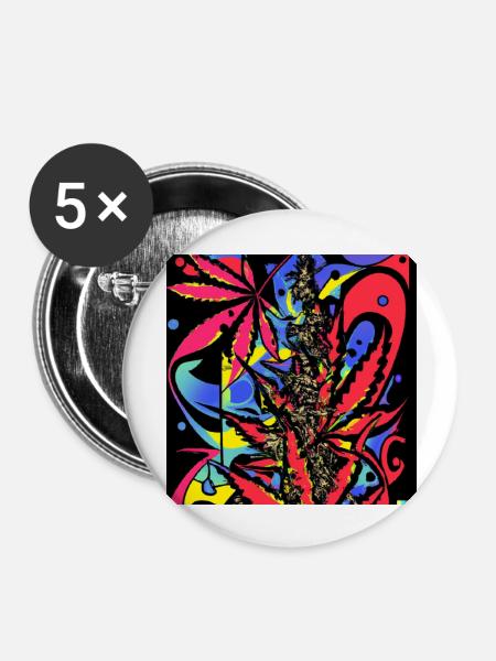 Psychedelic Cannabis II - Buttons groß 56 mm (5er Pack) - Weiß