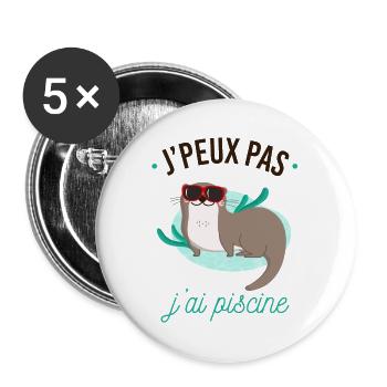 J'peux pas j'ai piscine - Lot de 5 grands badges (56 mm) - blanc - Devant
