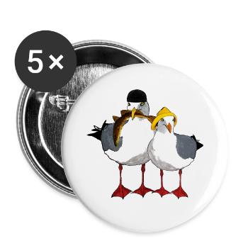 Möwe Jonathan und seine Emma - Buttons groß 56 mm (5er Pack) - Weiß - Vorne