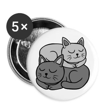 2 Katzen schlafen aufeinander - Buttons groß 56 mm (5er Pack) - Weiß - Vorne