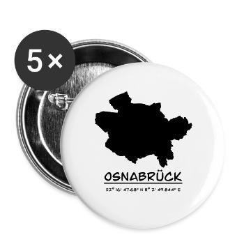 Osnabrück Umriss und Koordinaten - Buttons groß 56 mm (5er Pack) - Weiß - Vorne