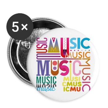 Music funny jazz retro song hipster vinyl rock - Buttons large 2.2''/56 mm (5-pack) - white - Front