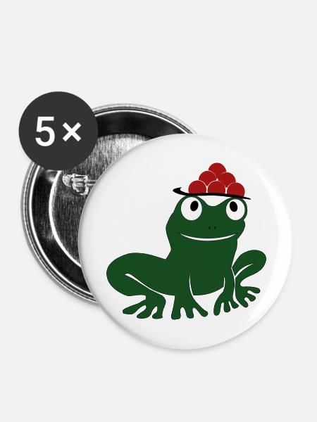 Frosch - Buttons groß 56 mm (5er Pack) - Weiß