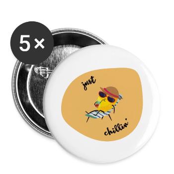Sommer summer lemon Zitrone chillen - Buttons groß 56 mm (5er Pack) - Weiß - Vorne