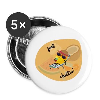 Summer summer chill relax lemon lazy - Buttons large 2.2''/56 mm (5-pack) - white - Front