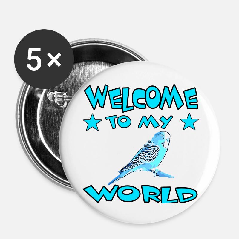 Budgerigar - Buttons large 2.2''/56 mm (5-pack) - white
