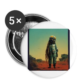Rasta-astronaut - Buttons large 2.2''/56 mm (5-pack) - white - Front