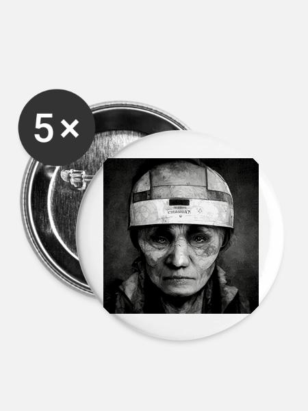 Tschernobyl-malerei - Buttons groß 56 mm (5er Pack) - Weiß