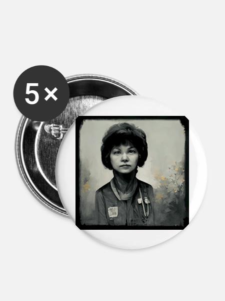 Tschernobyl-malerei - Buttons groß 56 mm (5er Pack) - Weiß