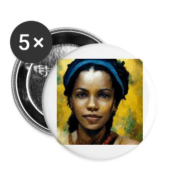 Belle peinture de femmes jamaïcaines - Lot de 5 grands badges (56 mm) - blanc - Devant