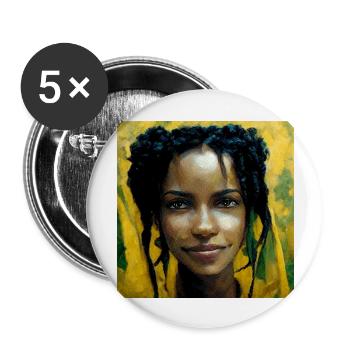 Rasta Astronaut - Buttons groß 56 mm (5er Pack) - Weiß - Vorne