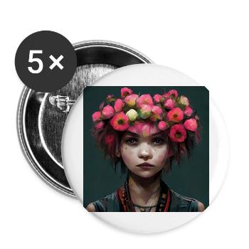 Flower punk girls - Buttons large 2.2''/56 mm (5-pack) - white - Front