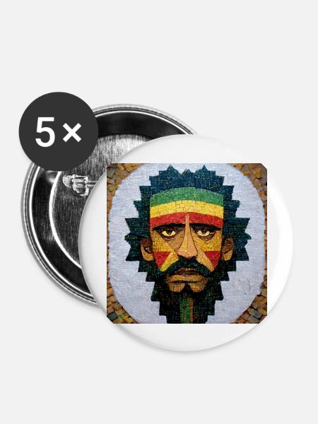 Mosaik Rasta-malerei - Buttons groß 56 mm (5er Pack) - Weiß