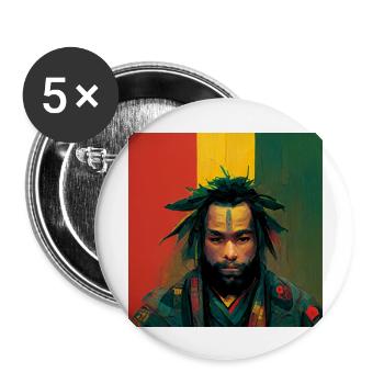 Rasta-samurai-malerei - Buttons groß 56 mm (5er Pack) - Weiß - Vorne