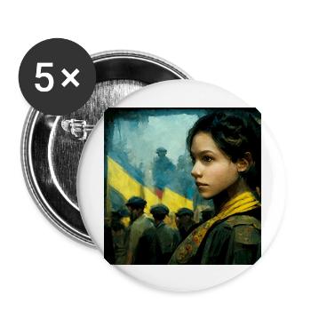 Ukrainian Girl During The War - Buttons large 2.2''/56 mm (5-pack) - white - Front