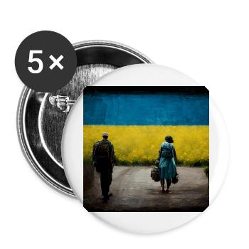 Ukrainischer Soldat, Der Nach Hause Kommt - Buttons groß 56 mm (5er Pack) - Weiß - Vorne