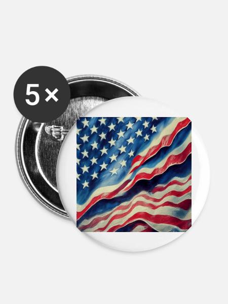 Amerikanisches Flaggen-logo - Buttons groß 56 mm (5er Pack) - Weiß