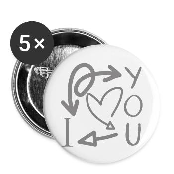 I love you - Buttons groß 56 mm (5er Pack) - Weiß - Vorne