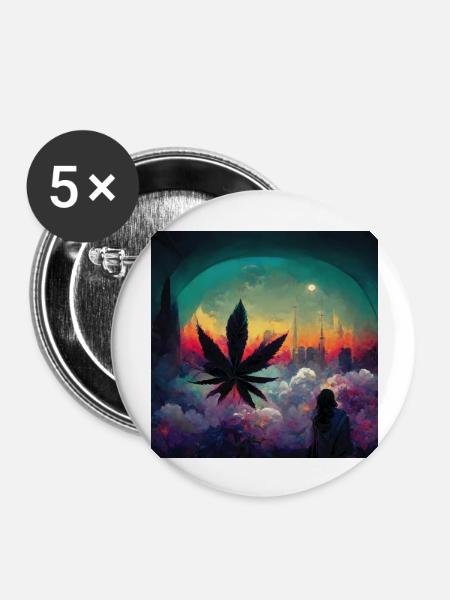Cannabis dreams - Buttons groß 56 mm (5er Pack) - Weiß