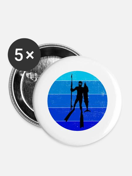 Speerfischen Speerfischen Speerfischer Fischen - Buttons groß 56 mm (5er Pack) - Weiß