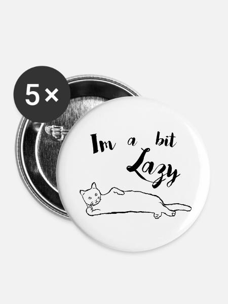 Lazy_Cat - Buttons groß 56 mm (5er Pack) - Weiß