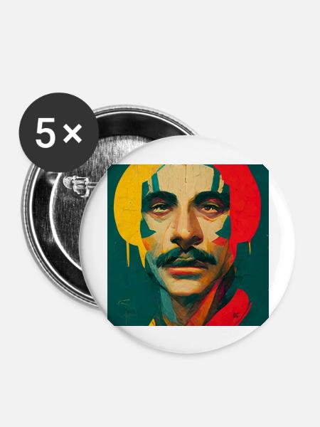 Rastafari Bunte Skizze - Buttons groß 56 mm (5er Pack) - Weiß